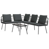 vidaXL Garden Bench Set with cushion 2 pcs Black poly rattan