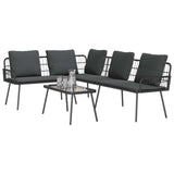 vidaXL Garden Bench Set with cushion 2 pcs Black poly rattan