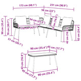 vidaXL Garden Bench Set with cushion 2 pcs Black poly rattan