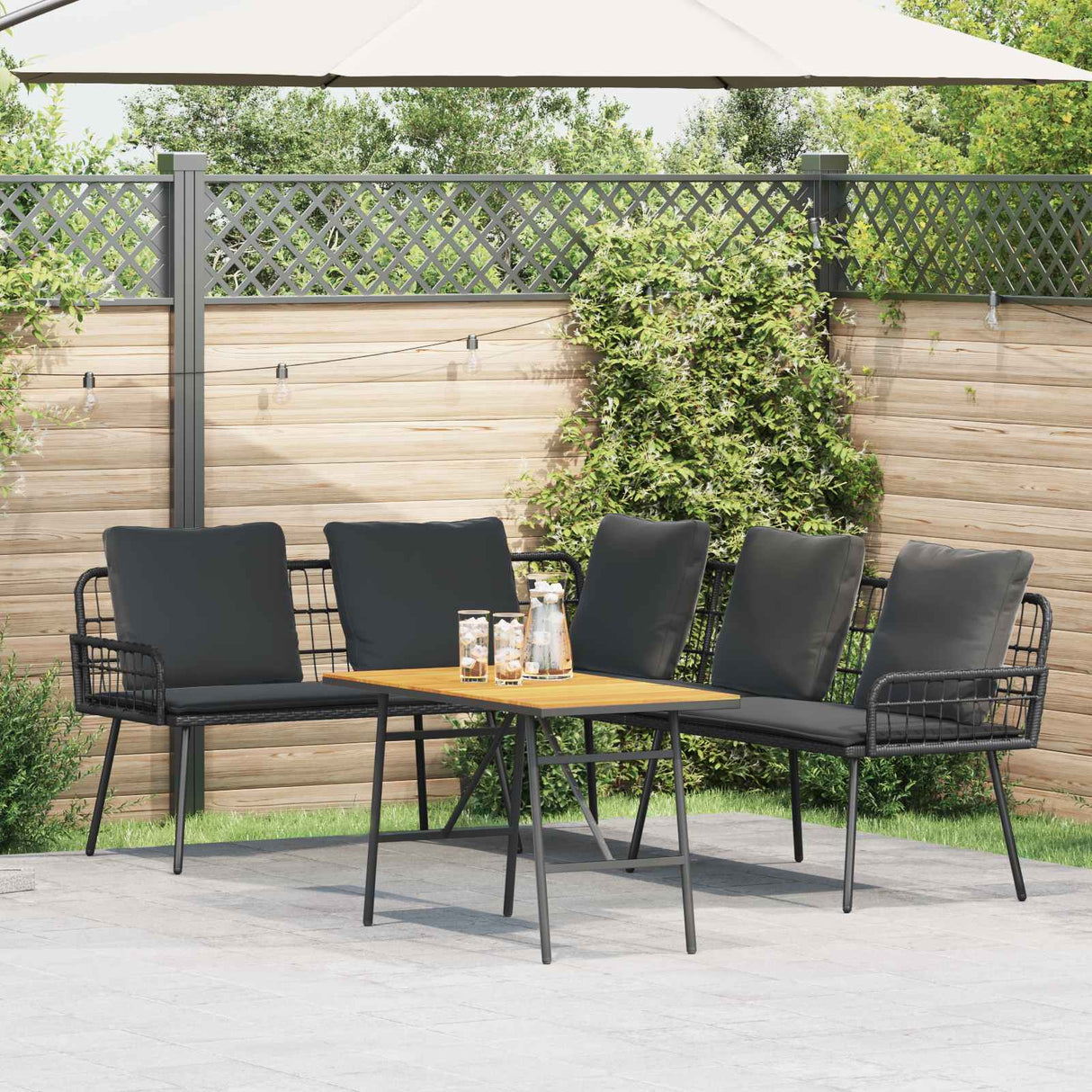 vidaXL Garden Bench Set 2 pcs Black poly rattan