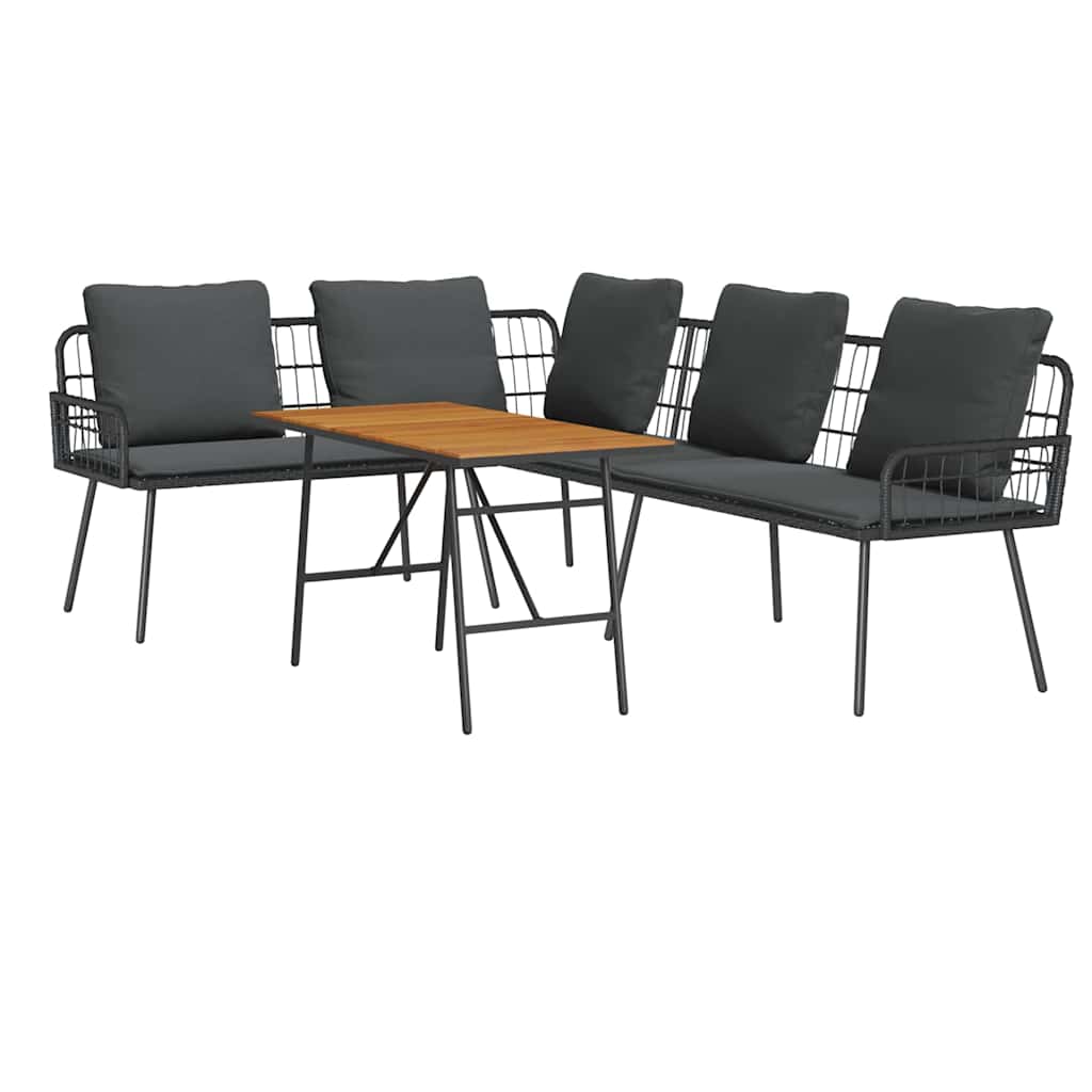 vidaXL Garden Bench Set 2 pcs Black poly rattan