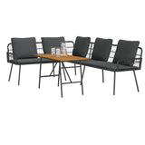 vidaXL Garden Bench Set 2 pcs Black poly rattan