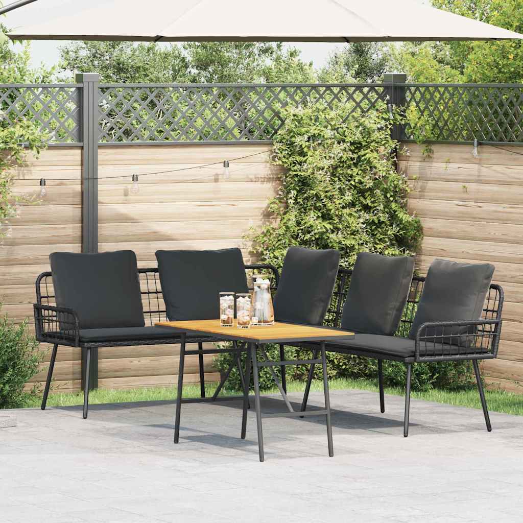 vidaXL Garden Bench Set 2 pcs Black poly rattan