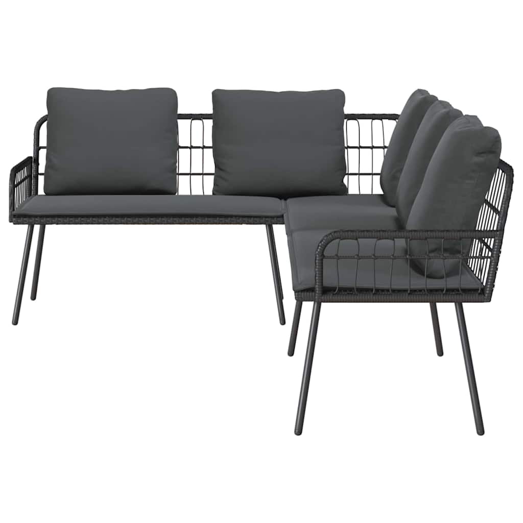 vidaXL Garden Bench Set 2 pcs Black poly rattan