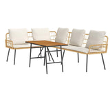 vidaXL Garden Bench Set 2 pcs Black poly rattan