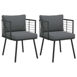 vidaXL Garden Dining Chairs 2 pcs with cushions poly rattan black