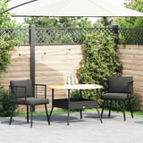 vidaXL Garden Dining Chairs 2 pcs with cushions poly rattan black