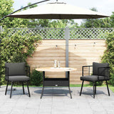 vidaXL Garden Dining Chairs 2 pcs with cushions poly rattan black