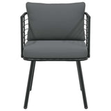 vidaXL Garden Dining Chairs 2 pcs with cushions poly rattan black