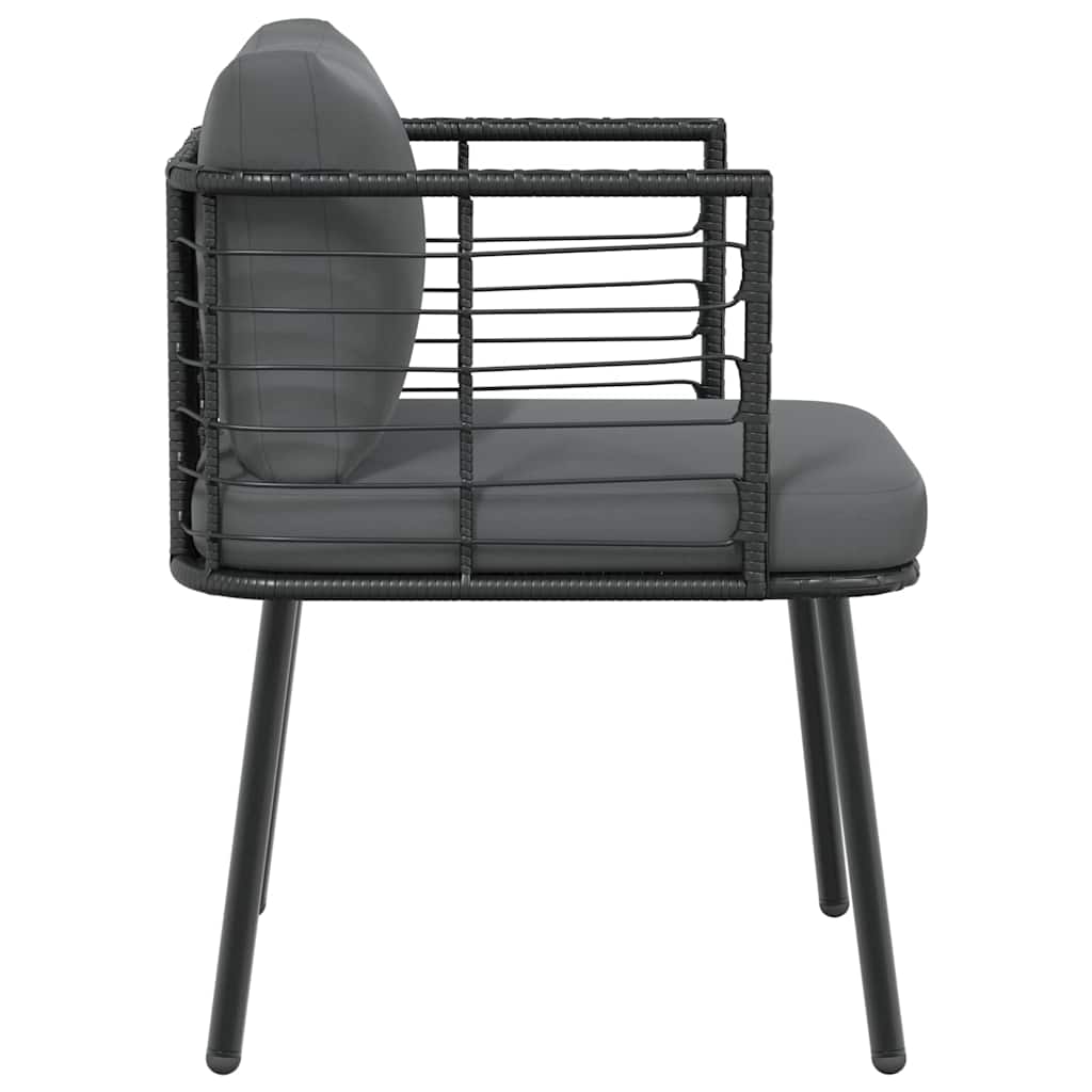 vidaXL Garden Dining Chairs 2 pcs with cushions poly rattan black