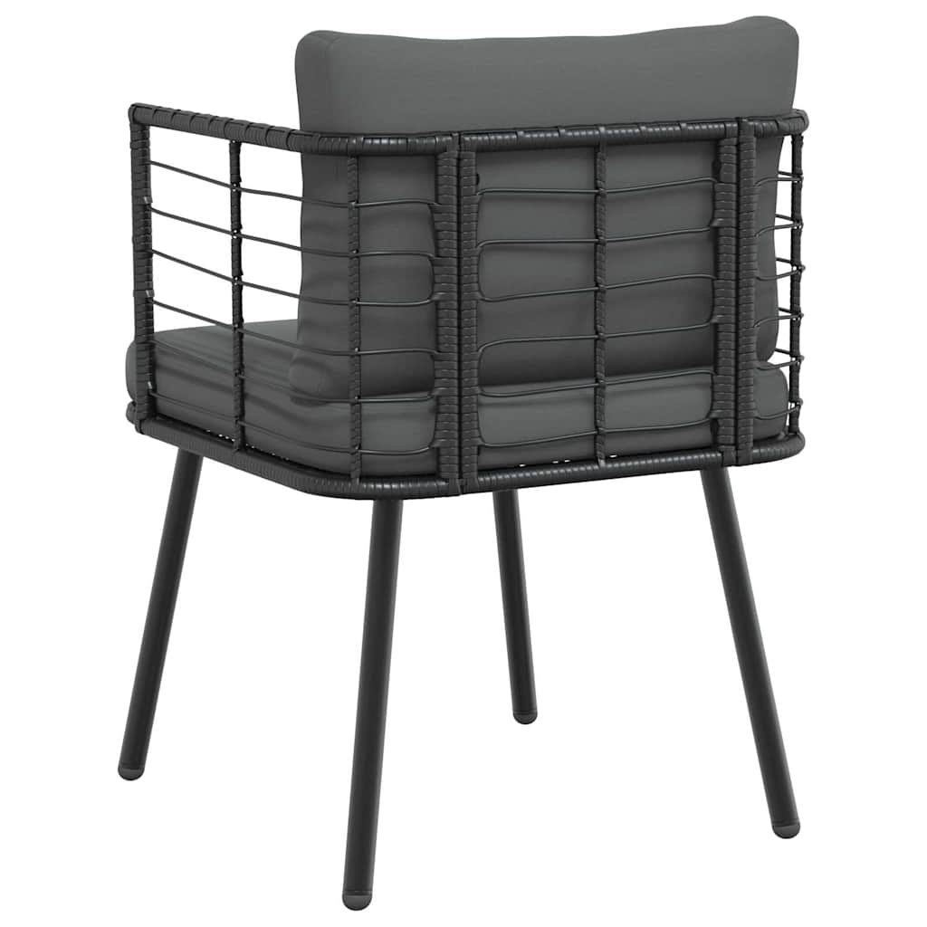 vidaXL Garden Dining Chairs 2 pcs with cushions poly rattan black