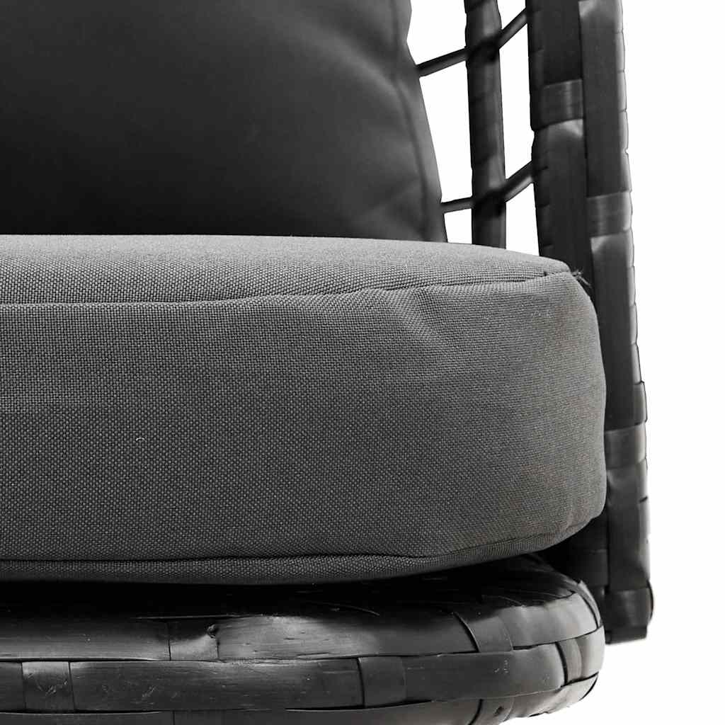 vidaXL Garden Dining Chairs 2 pcs with cushions poly rattan black