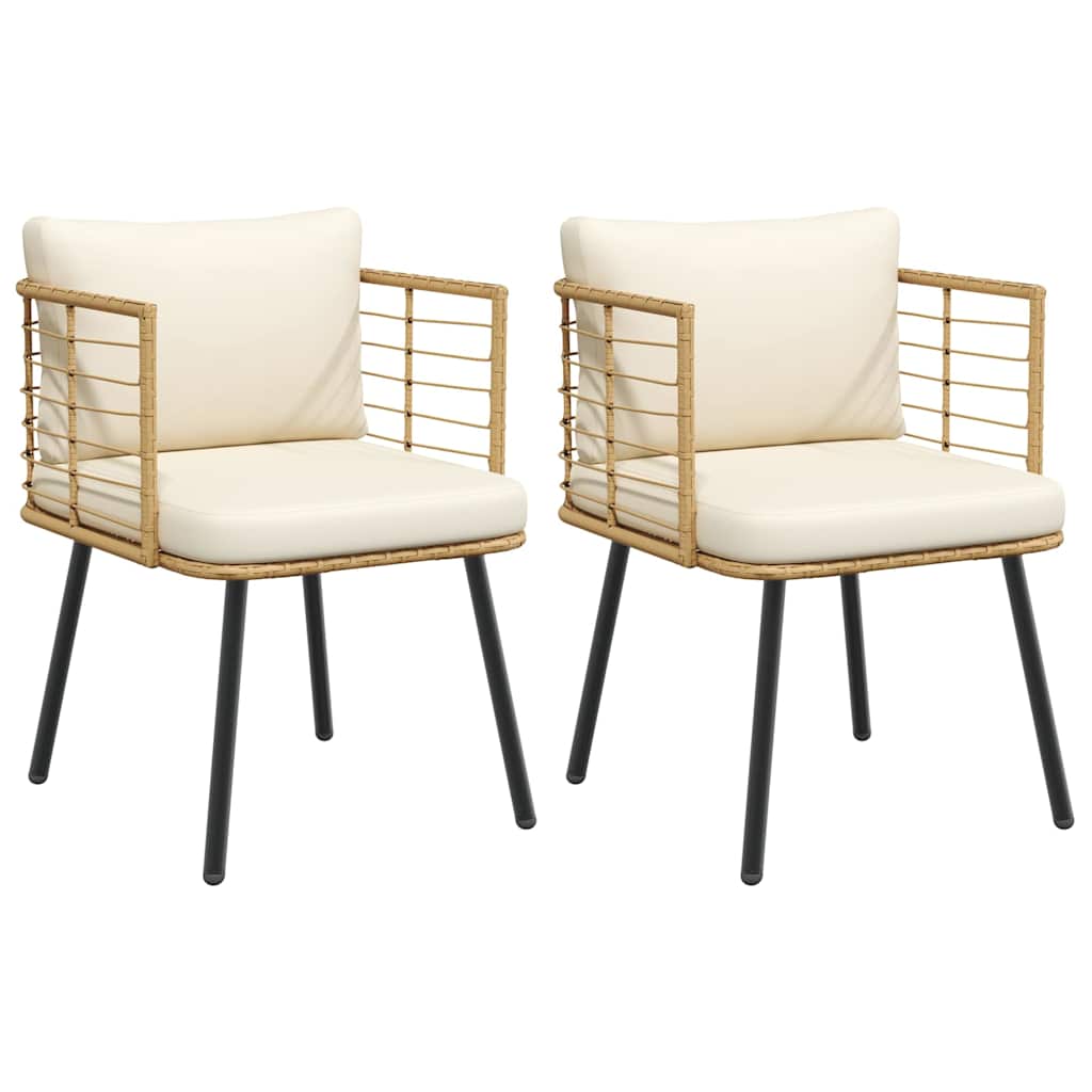 vidaXL Garden Dining Chairs 2 pcs with cushions poly rattan black