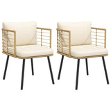 vidaXL Garden Dining Chairs 2 pcs with cushions poly rattan black