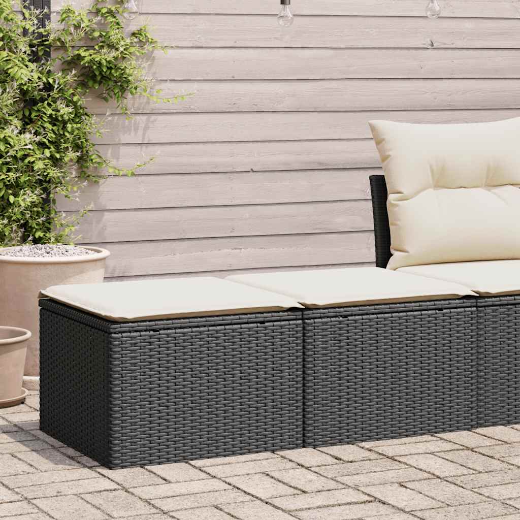 vidaXL 2-piece Lounge Set with Cushions Poly Rattan Acacia Black