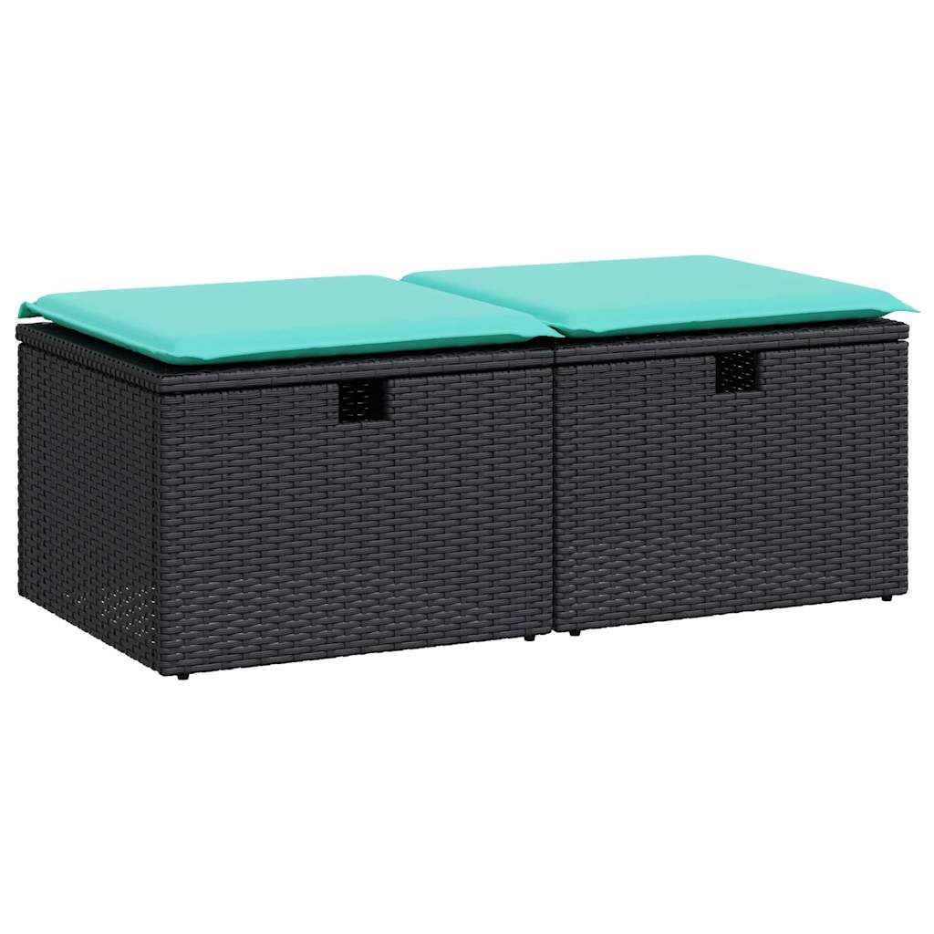 vidaXL 2-delige Loungeset met kussens poly rattan acacia zwart