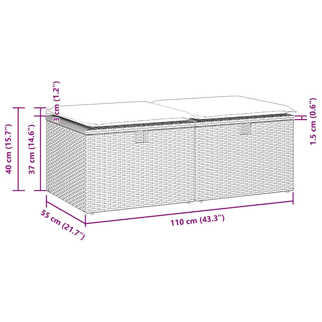 vidaXL 2-delige Loungeset met kussens poly rattan acacia zwart