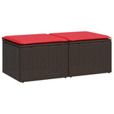 vidaXL 2-Piece Lounge Set with Cushions Poly Rattan Acacia Black