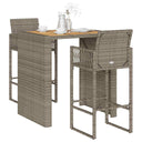 vidaXL 3-delige Tuinbarset zonder kussens poly rattan acacia zwart
