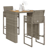 vidaXL 3-delige Tuinbarset zonder kussens poly rattan acacia zwart