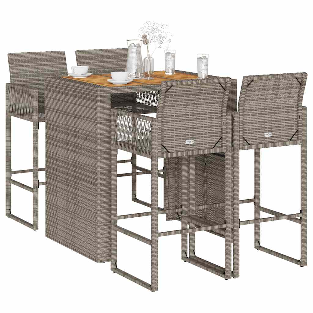 vidaXL 3-delige Tuinbarset zonder kussens poly rattan acacia zwart