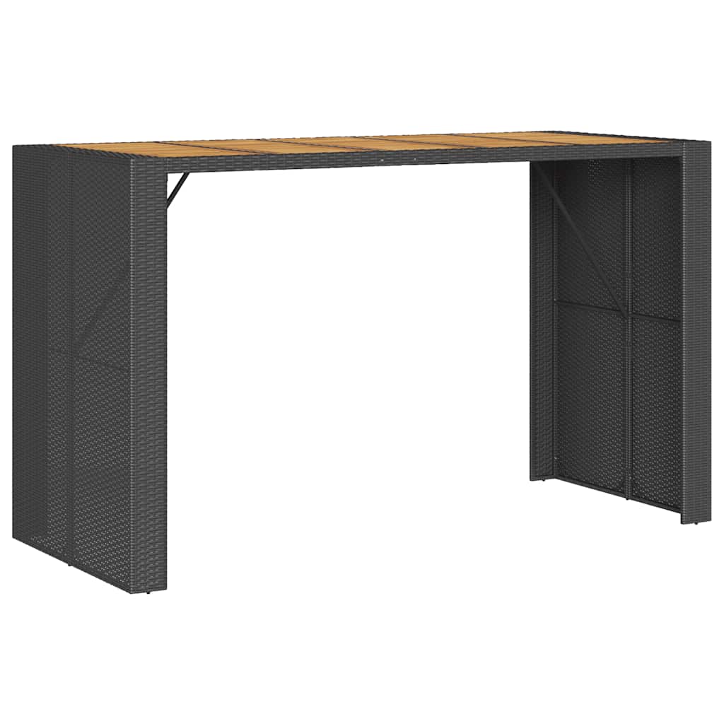 vidaXL 3-delige Tuinbarset zonder kussens poly rattan acacia zwart