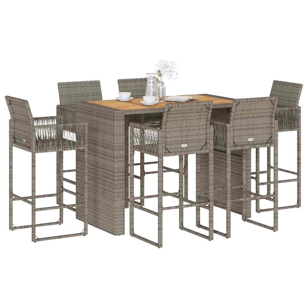 vidaXL 3-delige Tuinbarset zonder kussens poly rattan acacia zwart