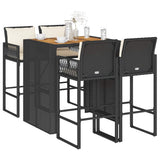 vidaXL 3-Piece Garden Bar Set with Cushions Poly Rattan Acacia Black
