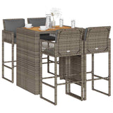 vidaXL 3-Piece Garden Bar Set with Cushions Poly Rattan Acacia Black