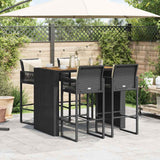 vidaXL 3-Piece Garden Bar Set with Cushions Poly Rattan Acacia Black