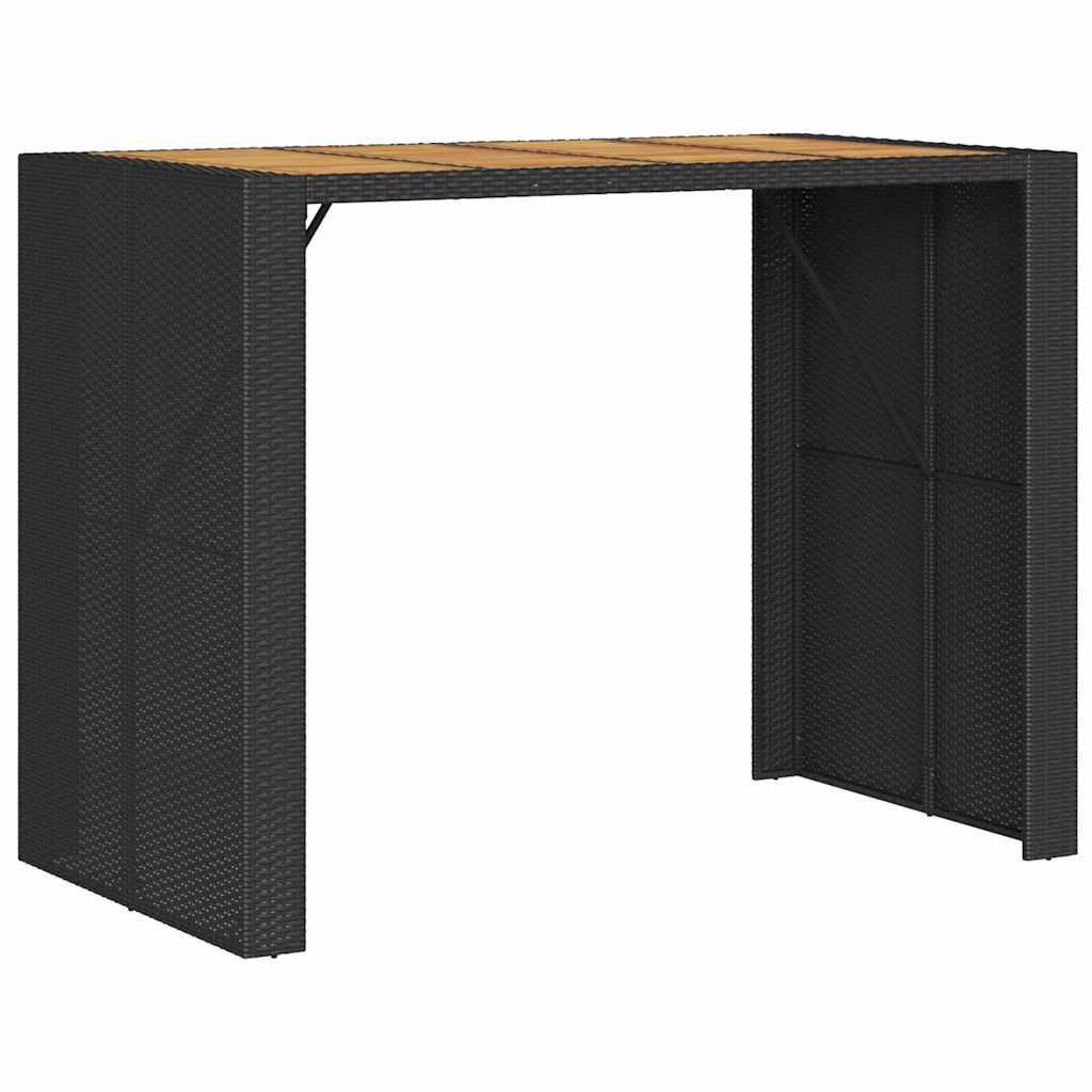 vidaXL 3-Piece Garden Bar Set with Cushions Poly Rattan Acacia Black