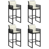 vidaXL 3-Piece Garden Bar Set with Cushions Poly Rattan Acacia Black