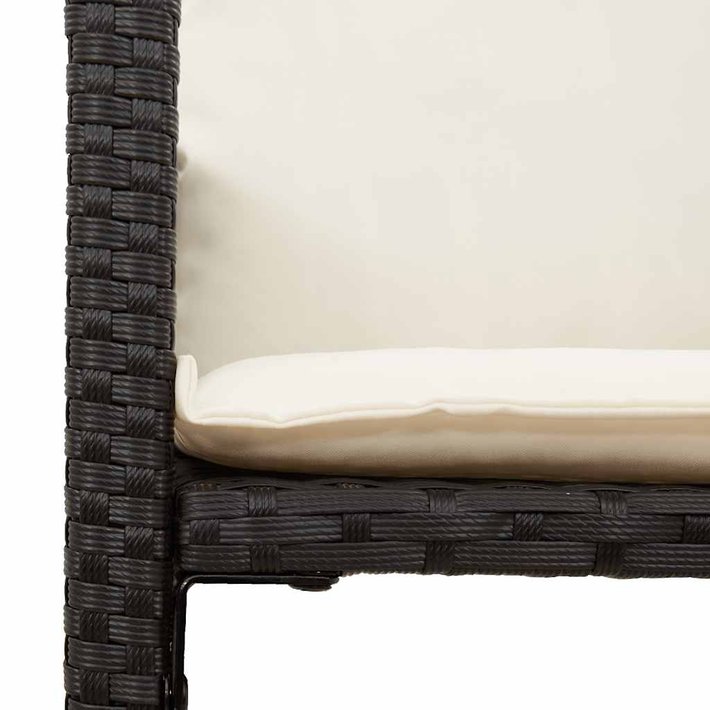 vidaXL 3-Piece Garden Bar Set with Cushions Poly Rattan Acacia Black