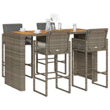 vidaXL 3-Piece Garden Bar Set with Cushions Poly Rattan Acacia Black