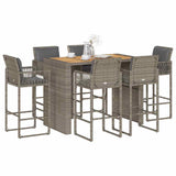 vidaXL 3-Piece Garden Bar Set with Cushions Poly Rattan Acacia Black