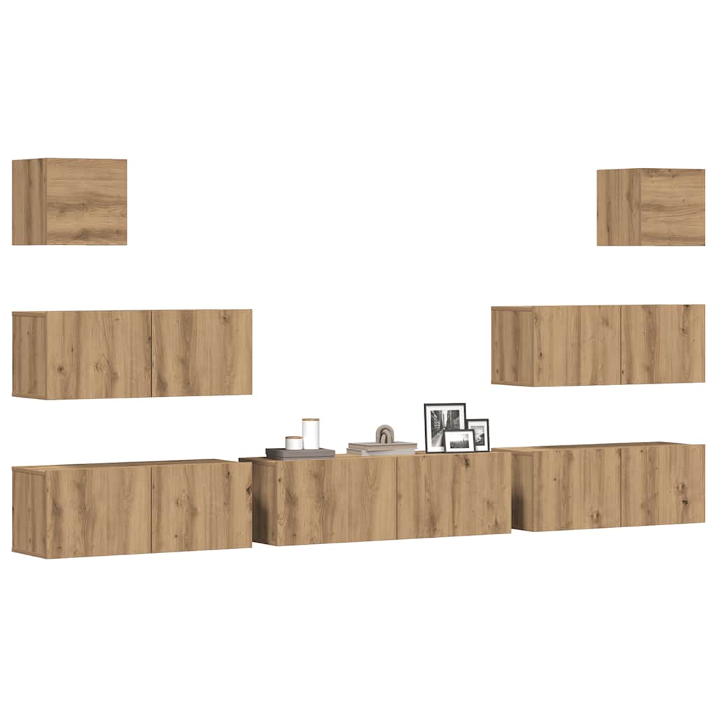 vidaXL 7-delige Tv-meubelset bewerkt hout wit