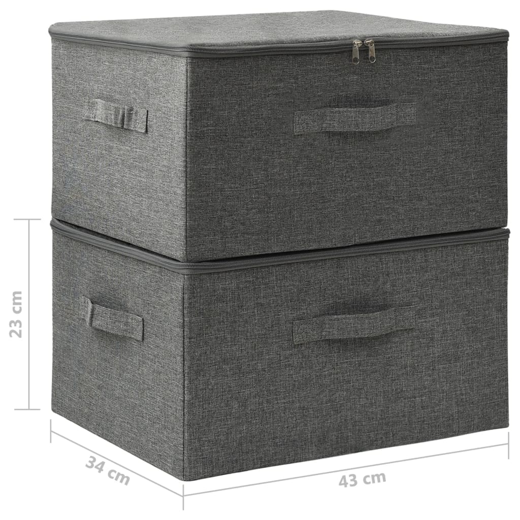 vidaXL Storage Boxes 2 pcs 43x34x23 cm Fabric Anthracite