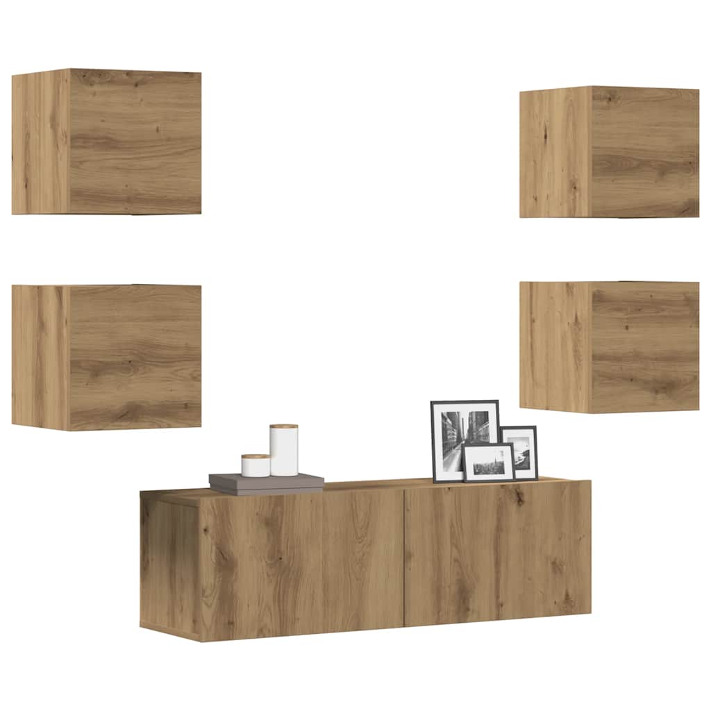 vidaXL 6-Piece TV Cabinet Set Engineered Wood White