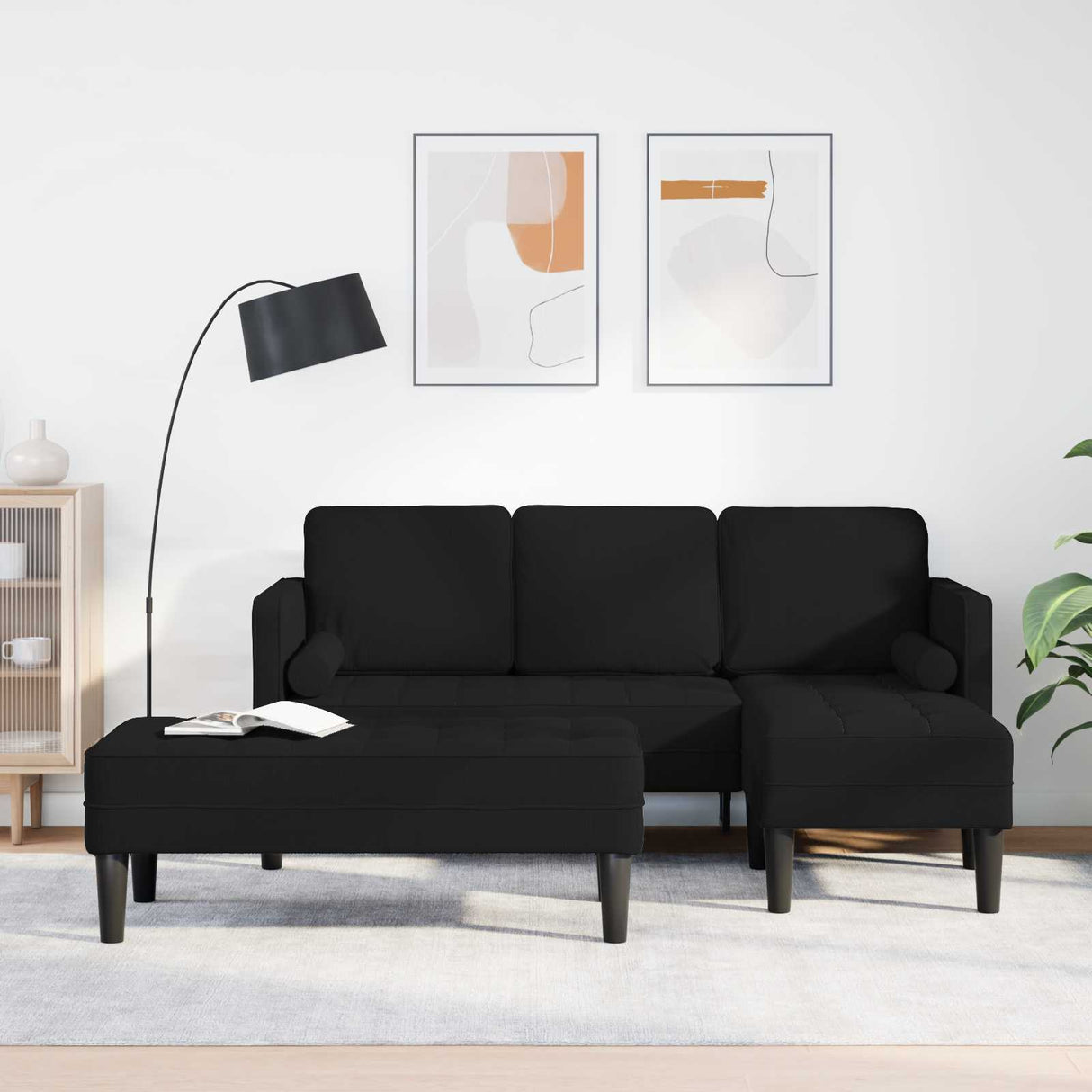 vidaXL Sofa set with cushions 2 pcs Light gray Polyester