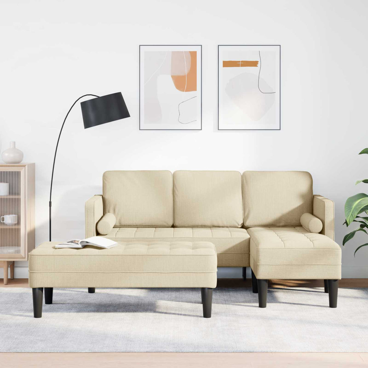 vidaXL Sofa set with cushions 2 pcs Light gray Polyester