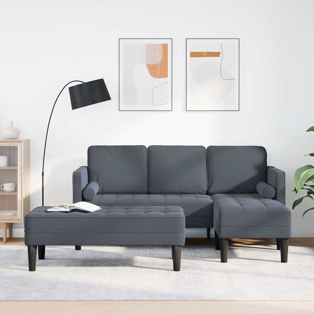 vidaXL Sofa set with cushions 2 pcs Light gray Polyester