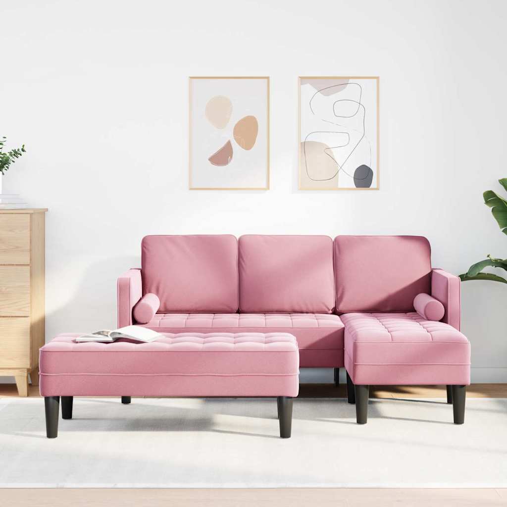vidaXL Sofa set with cushions 2 pcs Light gray Polyester