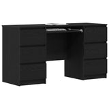 vidaXL Bureau met lade Zwart Eiken 140 x 50 x 76 cm Bewerkt hout