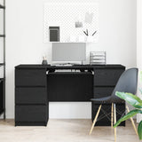 vidaXL Bureau met lade Zwart Eiken 140 x 50 x 76 cm Bewerkt hout
