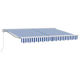 vidaXL Inklapbare Luifel Blauw en Wit 250 x 200 cm Aluminium en Stof