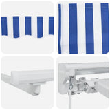 vidaXL Inklapbare Luifel Blauw en Wit 250 x 200 cm Aluminium en Stof
