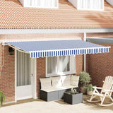 vidaXL Inklapbare Luifel Blauw en Wit 250 x 200 cm Aluminium en Stof