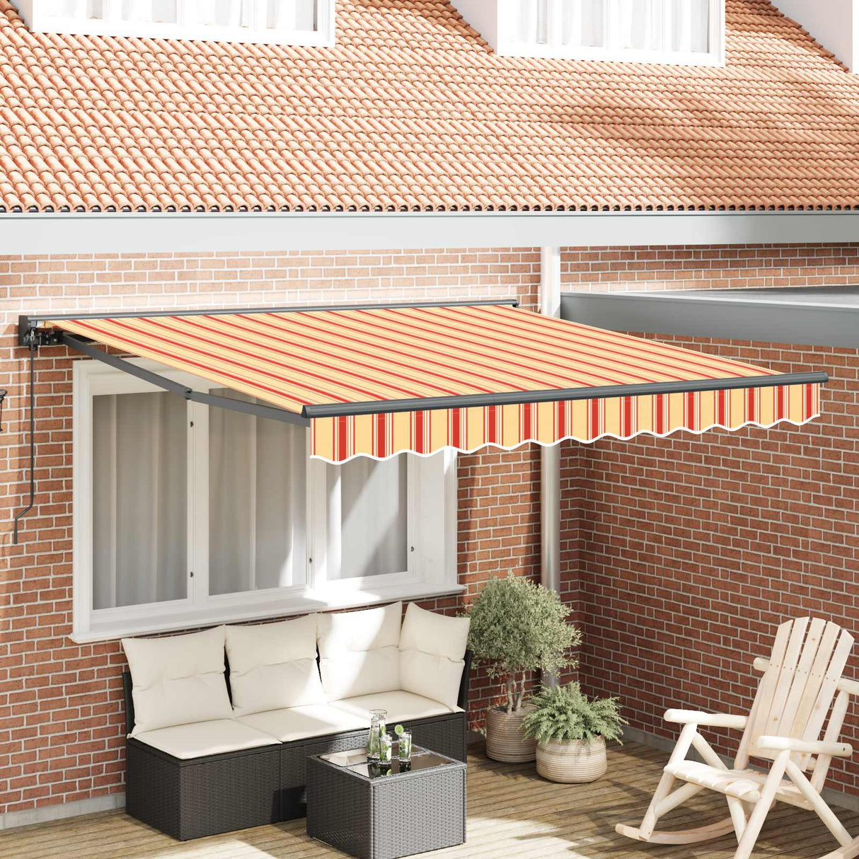 vidaXL Inklapbare Luifel Blauw en Wit 250 x 200 cm Aluminium en Stof