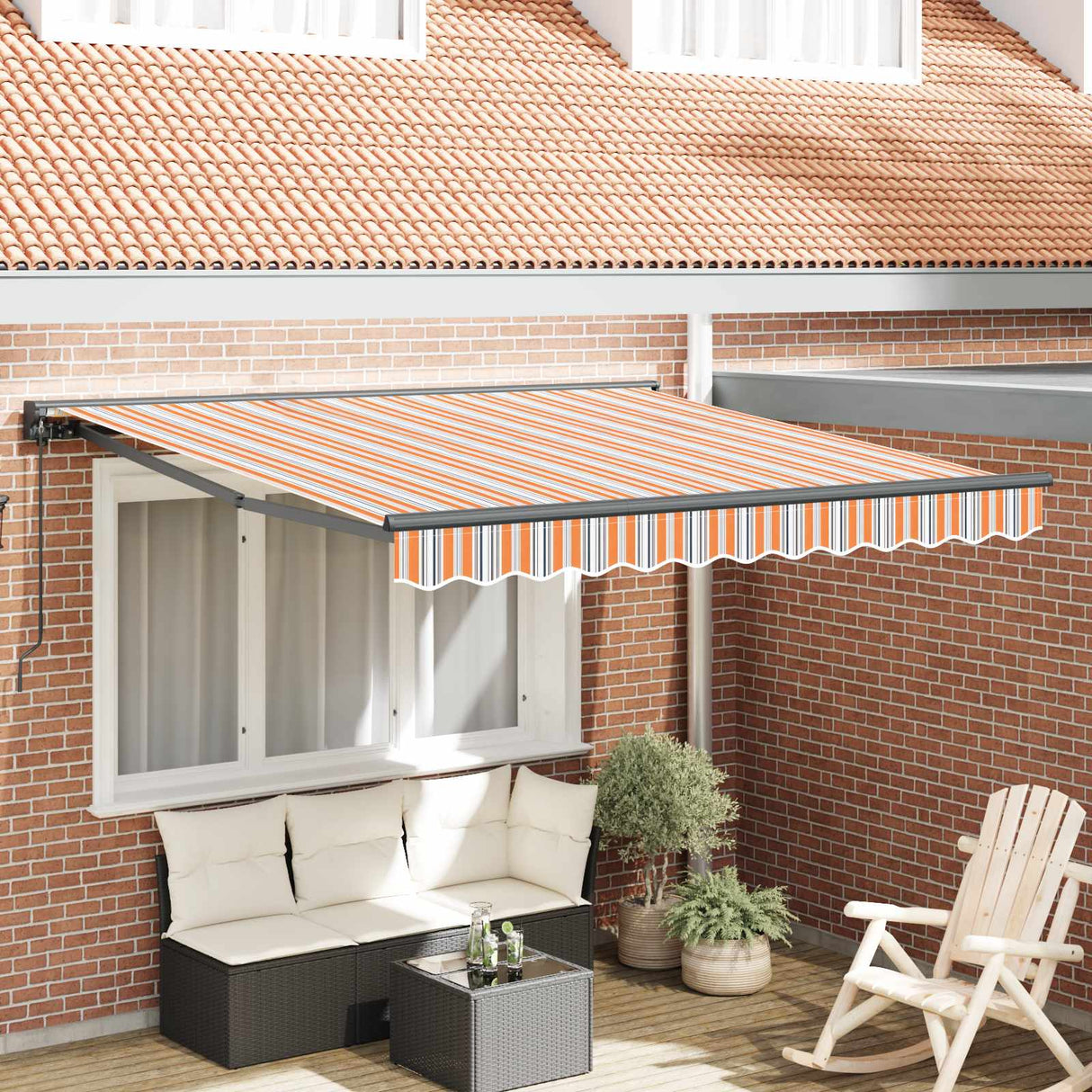 vidaXL Inklapbare Luifel Blauw en Wit 250 x 200 cm Aluminium en Stof