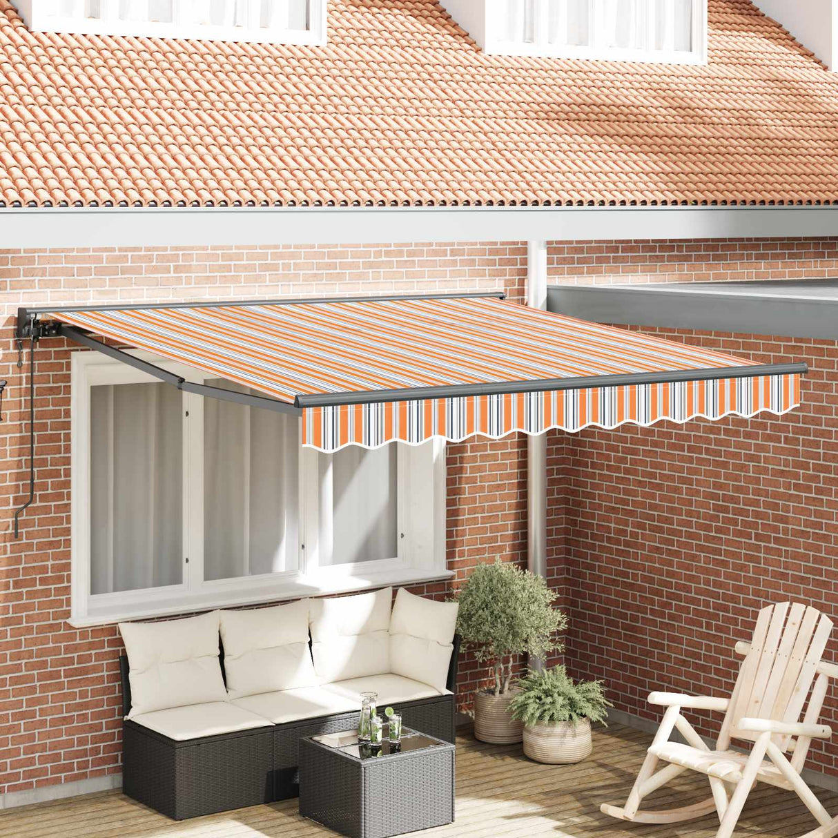 vidaXL Inklapbare Luifel Blauw en Wit 250 x 200 cm Aluminium en Stof